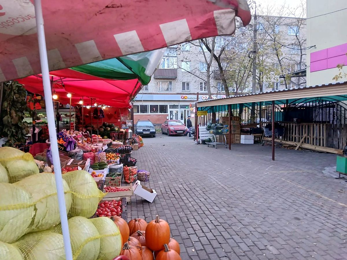 Торговые ряды рынка в Малаховке